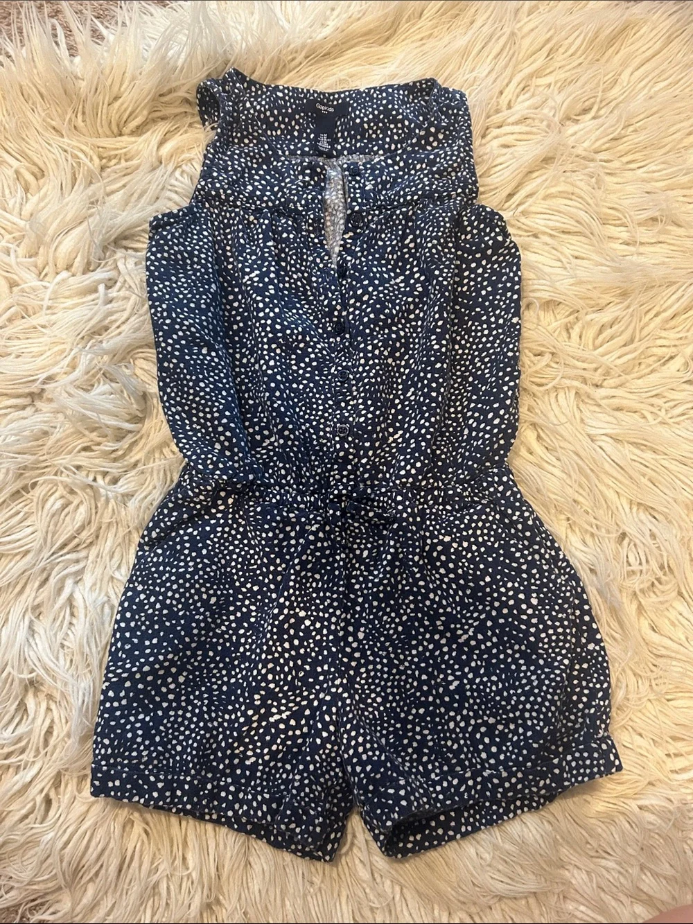 GAP kids girls size Medium 8-9 Blue Polka Dot One-Piece Romper